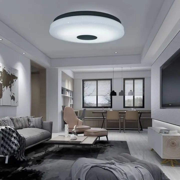 Plafonnier LED Intelligent Rond avec Couleurs RVB – Contrôle Wi-Fi, Bluetooth, Musique & Télécommande