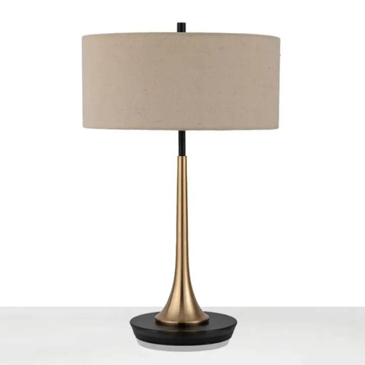 Lampe Cylindrique Dorée avec abat-jour tissu – YF-105