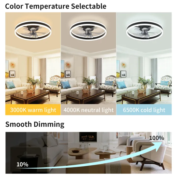 Ventilateur de Plafond LED Intégré – Éclairage Moderne avec Télécommande & Contrôle Mobile, Design Silencieux et Élégant
