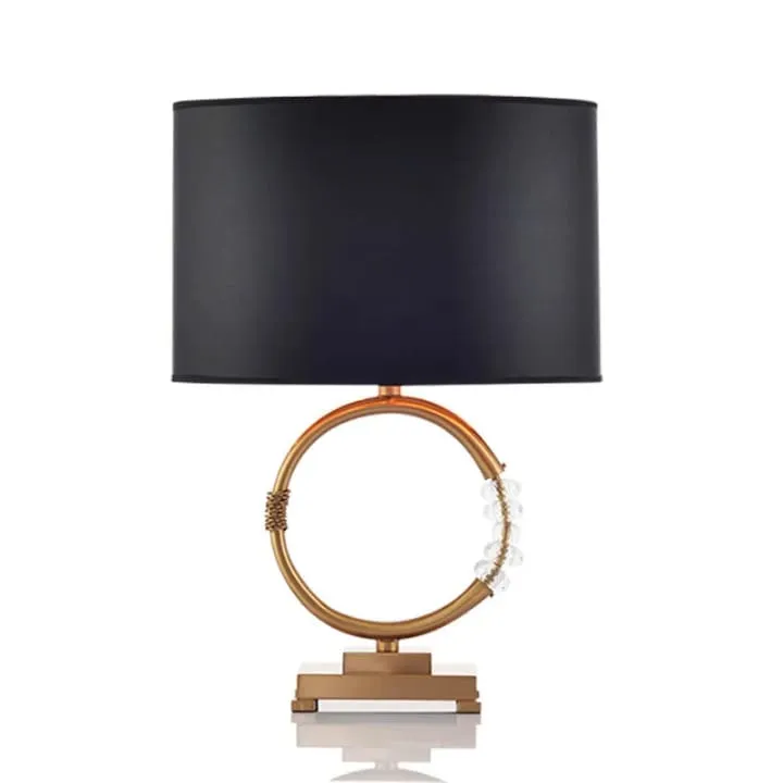 Lampe Cercle Doré avec Abat-Jour Noir – YF-816