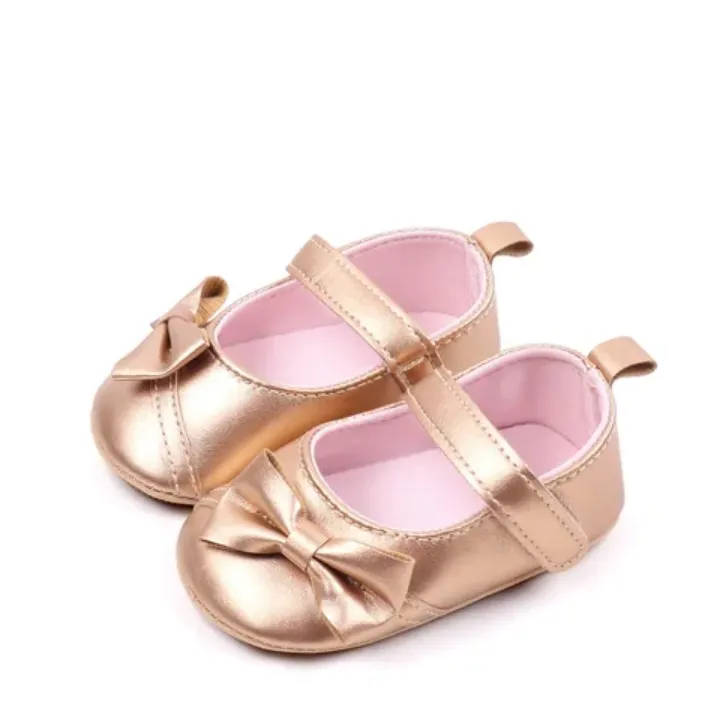 Chaussures Bébé Fille Élégantes avec Noeud Pailleté – Confortables et Antidérapantes