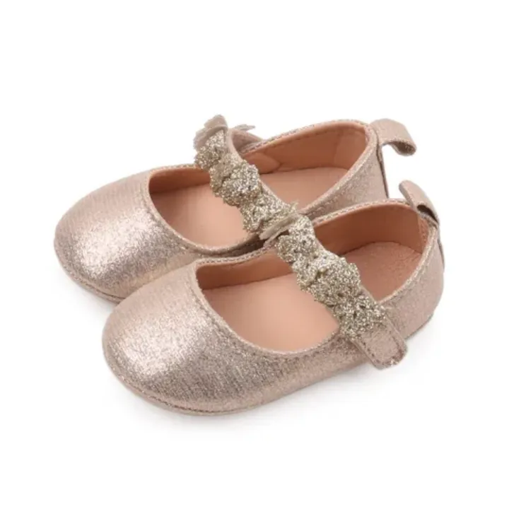 Chaussures Bébé Fille Élégantes avec Noeud Pailleté – Confortables et Antidérapantes