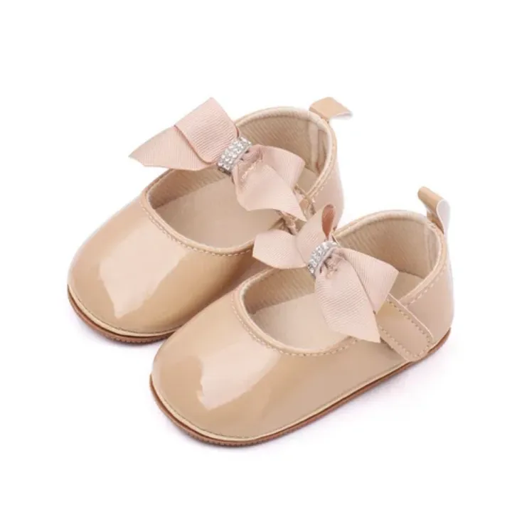 Chaussures Bébé Fille Élégantes avec Noeud Pailleté – Confortables et Antidérapantes