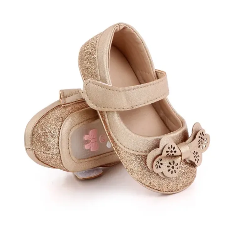 Chaussures Bébé Fille Élégantes avec Noeud Pailleté – Confortables et Antidérapantes