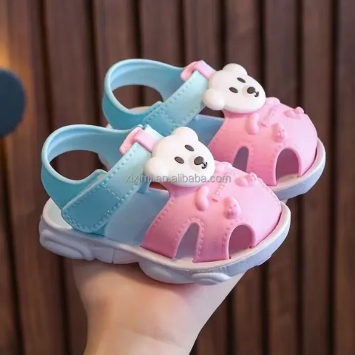 Sandales Bébé Antidérapantes Ultra Douces – Design Ours Mignon pour Garçons et Filles (1 à 3 Ans)