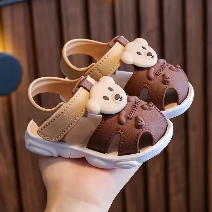 Sandales Bébé Antidérapantes Ultra Douces – Design Ours Mignon pour Garçons et Filles (1 à 3 Ans)