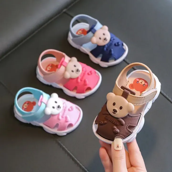 Sandales Bébé Antidérapantes Ultra Douces – Design Ours Mignon pour Garçons et Filles (1 à 3 Ans)