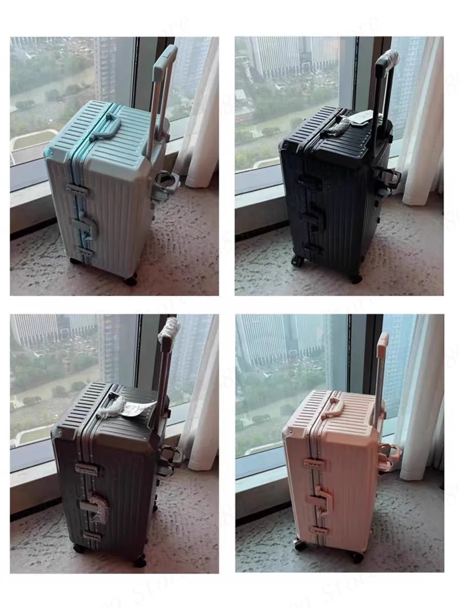 Valise 24” en aluminium – Bagage rigide avec support téléphone, porte-gobelet & crochet sac – Grande capacité et mobilité 360