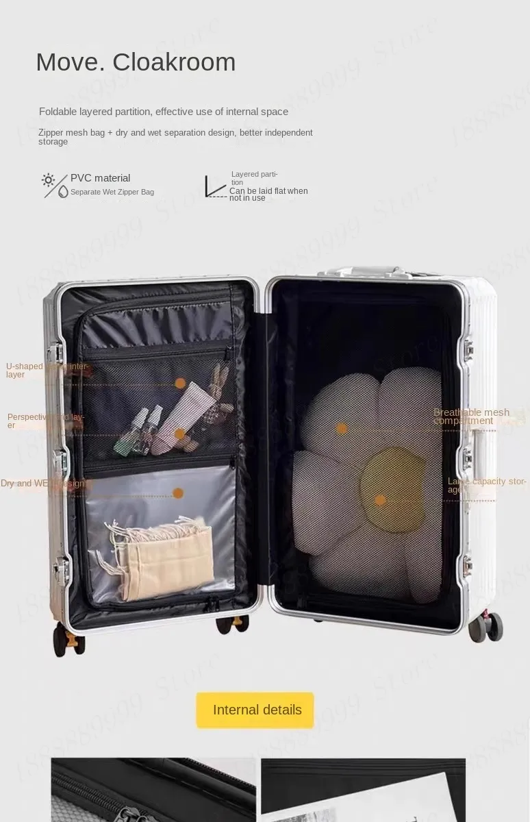 Valise 24” en aluminium – Bagage rigide avec support téléphone, porte-gobelet & crochet sac – Grande capacité et mobilité 360
