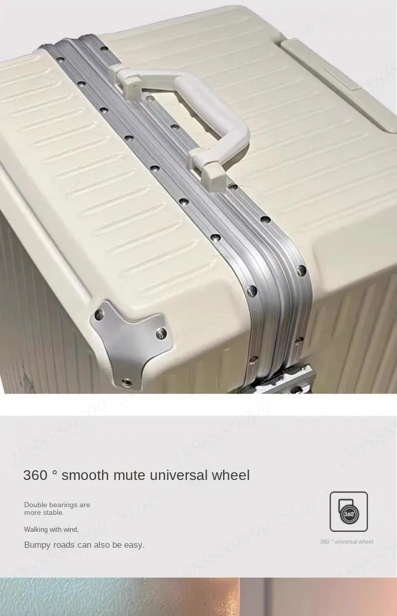 Valise 24” en aluminium – Bagage rigide avec support téléphone, porte-gobelet & crochet sac – Grande capacité et mobilité 360