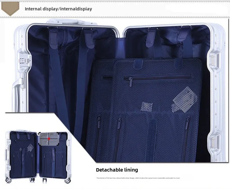 Valise 28” ultra-spacieuse en aluminium – Bagage haut de gamme avec support téléphone, porte-gobelet et crochet – Parfait pour longs séjours
