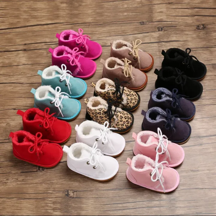 Chaussures d’Hiver Bébé à Imprimé Léopard – Doublure Chaude en Peluche