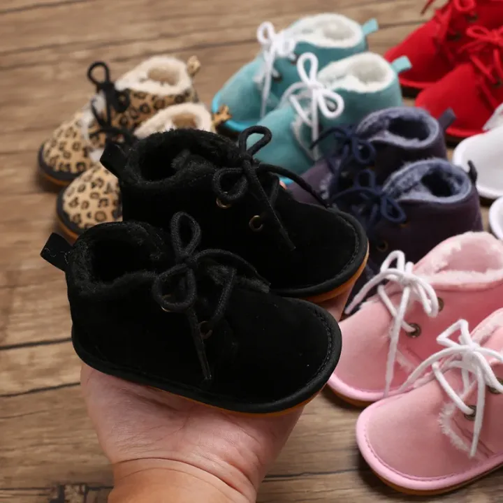 Chaussures d’Hiver Bébé à Imprimé Léopard – Doublure Chaude en Peluche