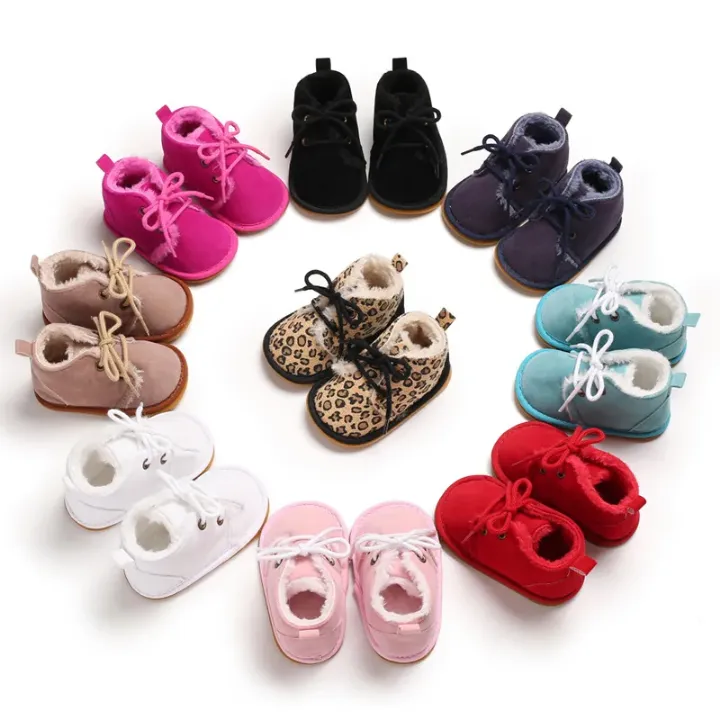 Chaussures d’Hiver Bébé à Imprimé Léopard – Doublure Chaude en Peluche