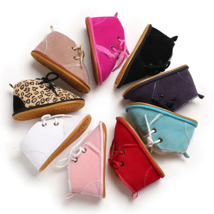 Chaussures d’Hiver Bébé à Imprimé Léopard – Doublure Chaude en Peluche