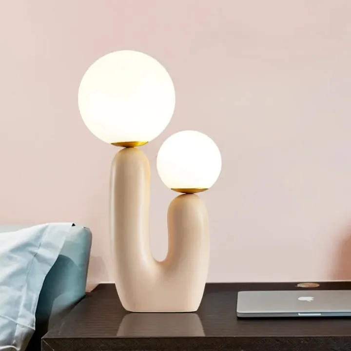Lampe Duo Sphères Verre et Résine – TQ22079