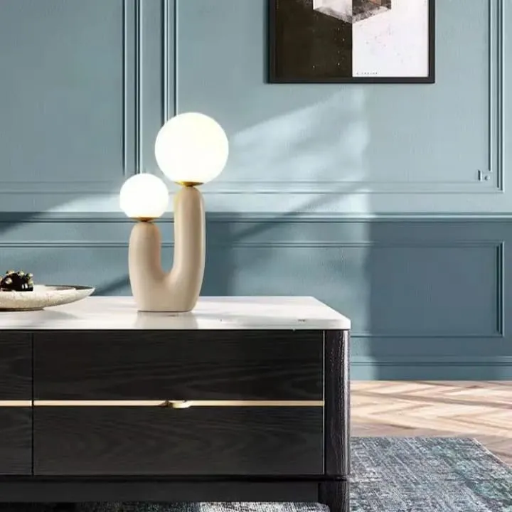 Lampe Duo Sphères Verre et Résine – TQ22079