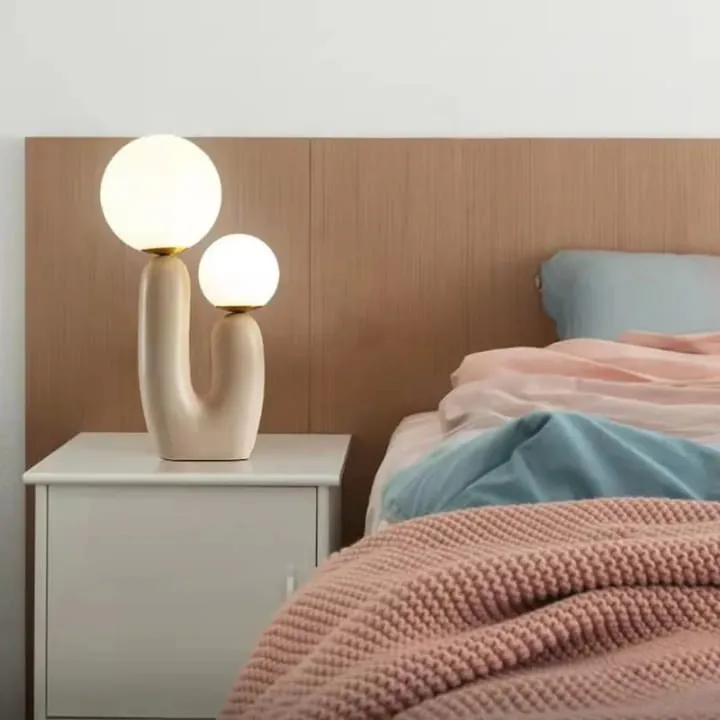 Lampe Duo Sphères Verre et Résine – TQ22079