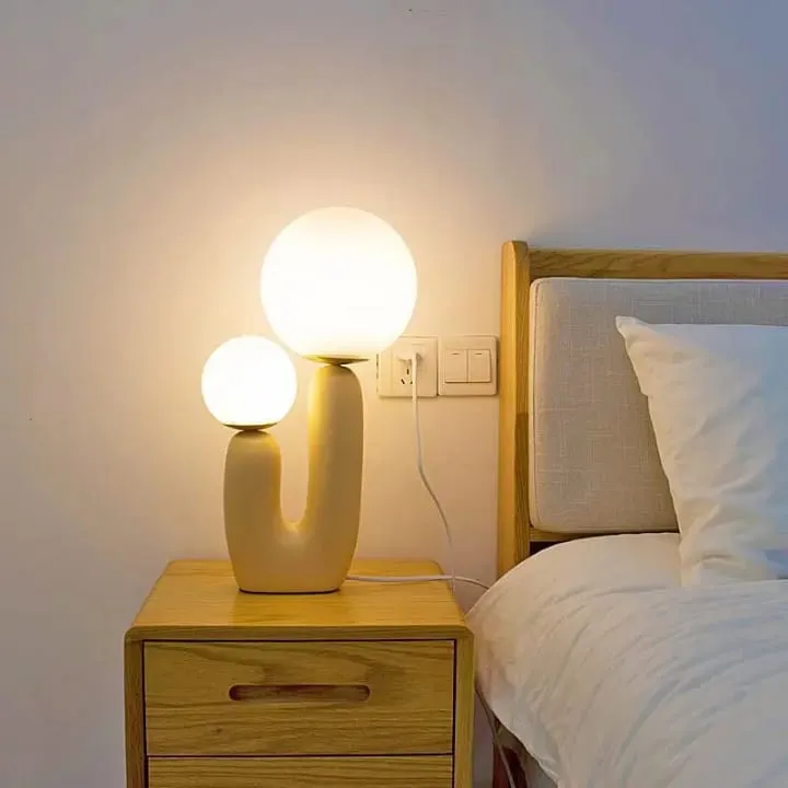 Lampe Duo Sphères Verre et Résine – TQ22079