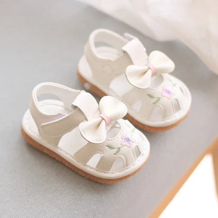Sandales Bébé Fille avec Nœud – Souples, Antidérapantes et Élégantes pour Été et Automne
