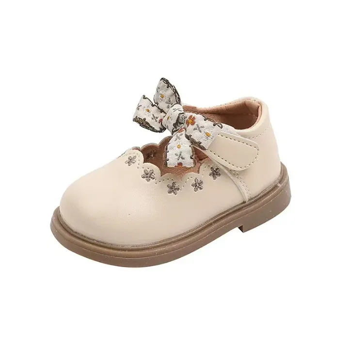 Chaussures Bébé Fille Élégantes – Style Mary Jane avec Nœud Brodé, Semelle Souple, Cuir Simili