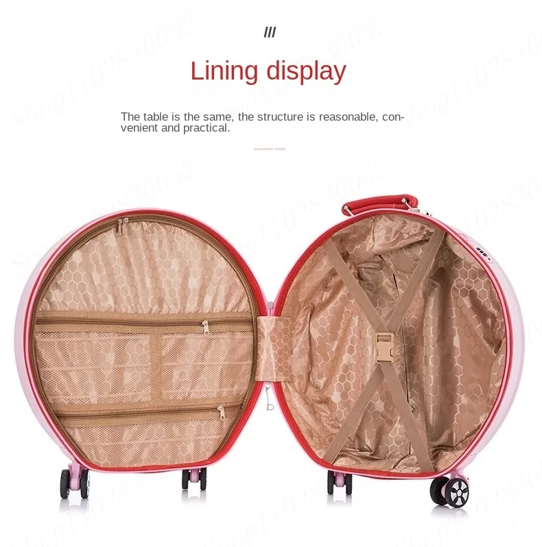 🎀 Valise Ronde à Roulettes 20 pouces + Étui Maquillage – Ensemble Élégant de Voyage pour Femmes –