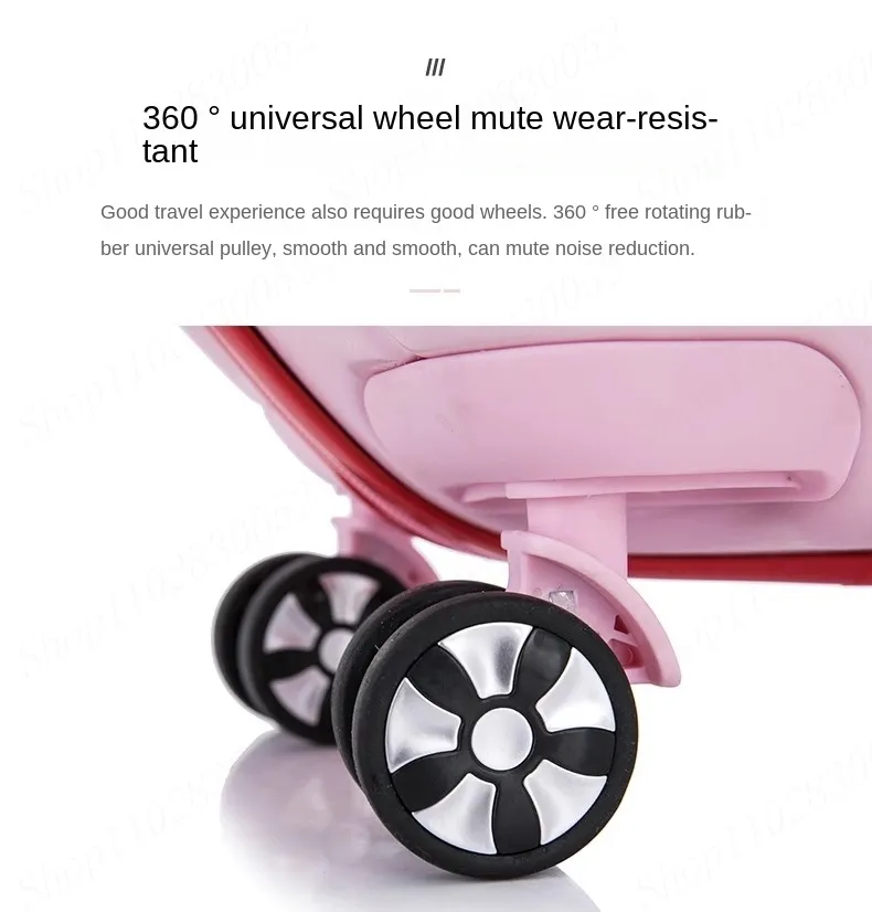 🎀 Valise Ronde à Roulettes 20 pouces + Étui Maquillage – Ensemble Élégant de Voyage pour Femmes –