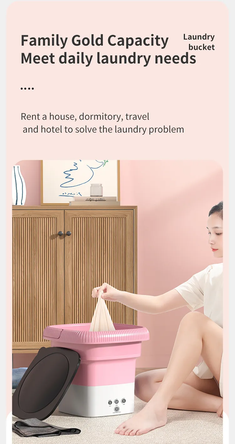 🧼 Mini Machine à Laver Portable Automatique – Compacte, Électrique, Idéale pour Maison & Hôtel
