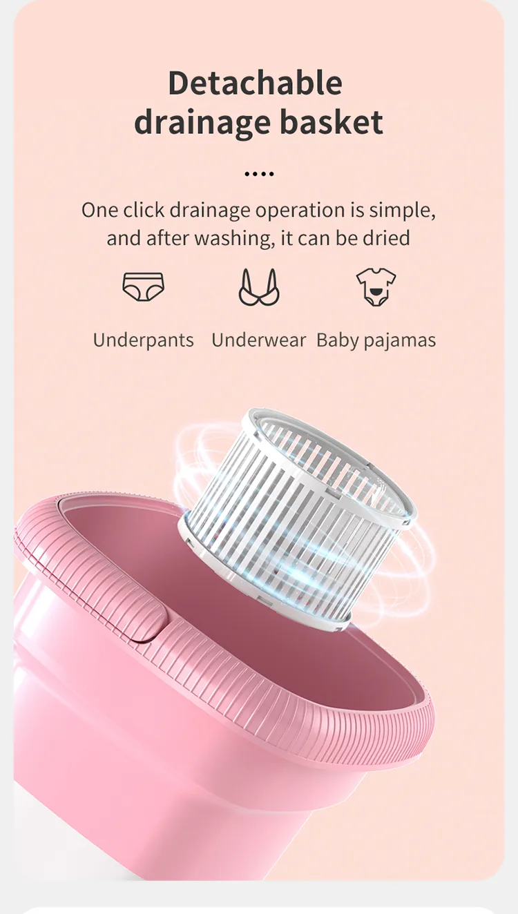 🧼 Mini Machine à Laver Portable Automatique – Compacte, Électrique, Idéale pour Maison & Hôtel
