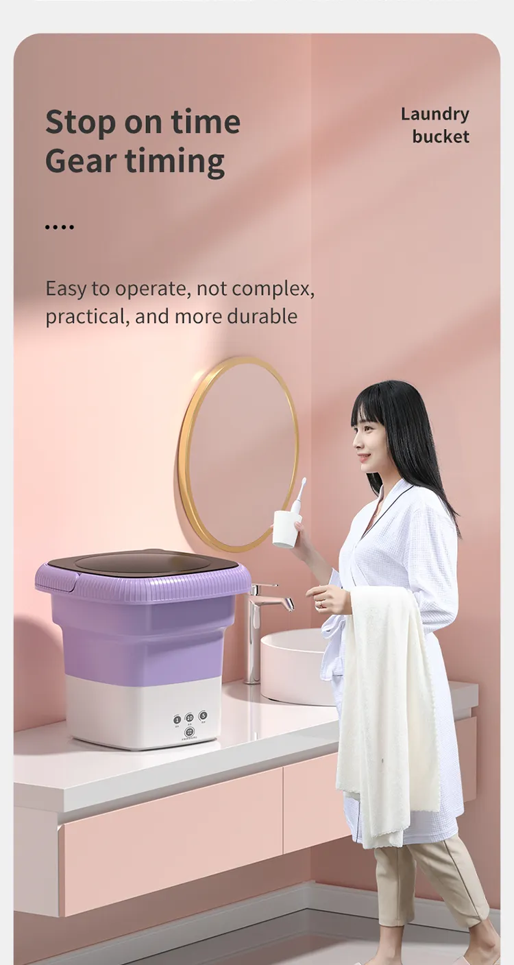 🧼 Mini Machine à Laver Portable Automatique – Compacte, Électrique, Idéale pour Maison & Hôtel