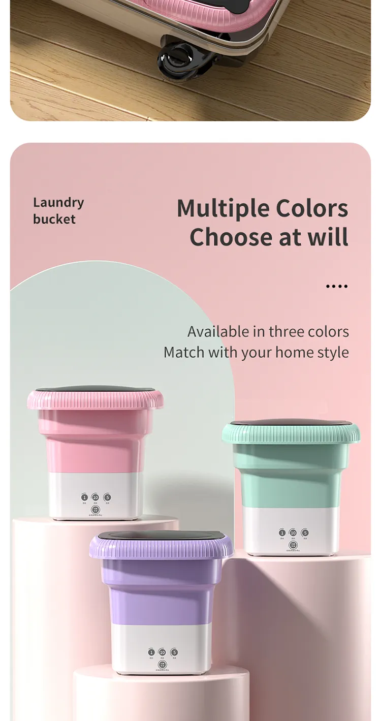 🧼 Mini Machine à Laver Portable Automatique – Compacte, Électrique, Idéale pour Maison & Hôtel