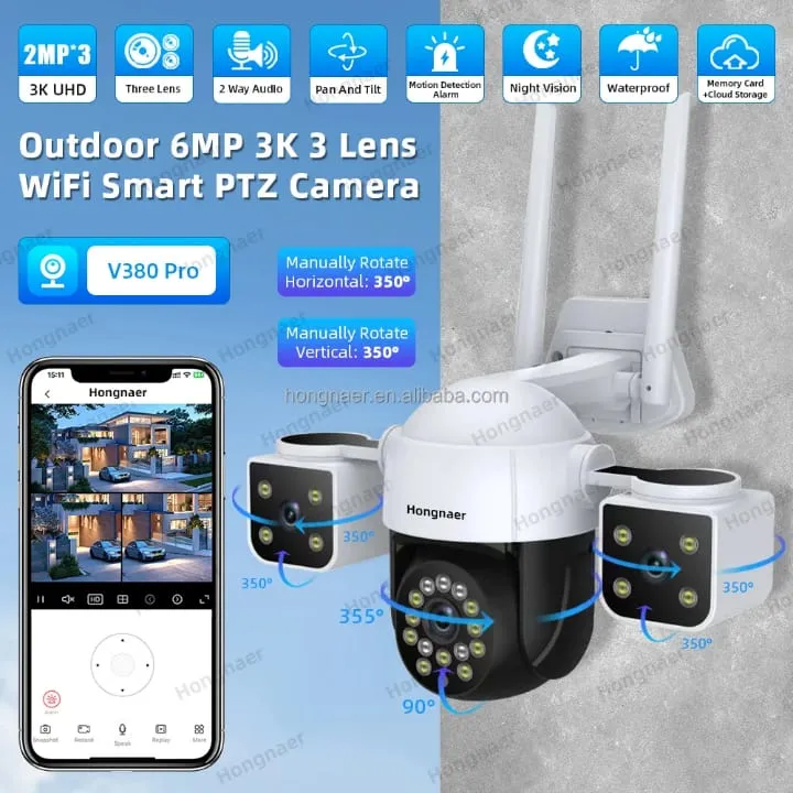 Caméra Wi-Fi & 4G intelligente à triple objectif