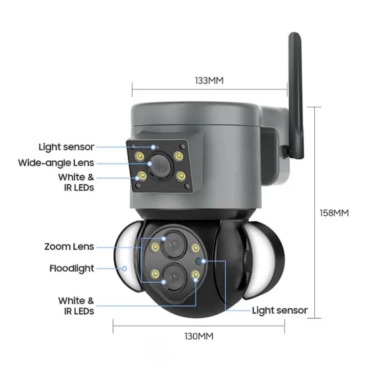 Caméra Tactique Double Objectif avec LED Puissantes