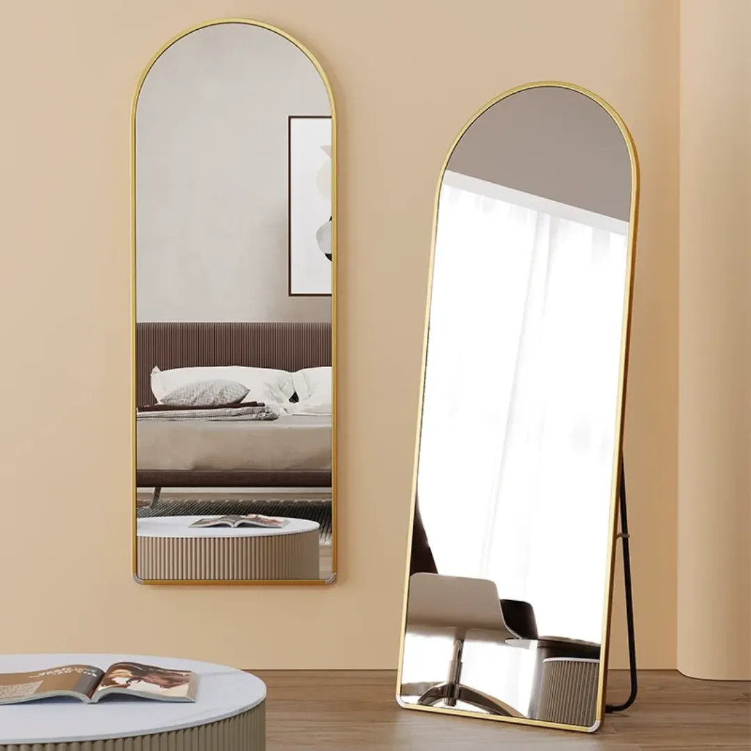 Miroir Décoratif Moderne Pleine Longueur - Arche Élégante avec Cadre en Métal et Aluminium pour Chambre, Salon ou Hôtel