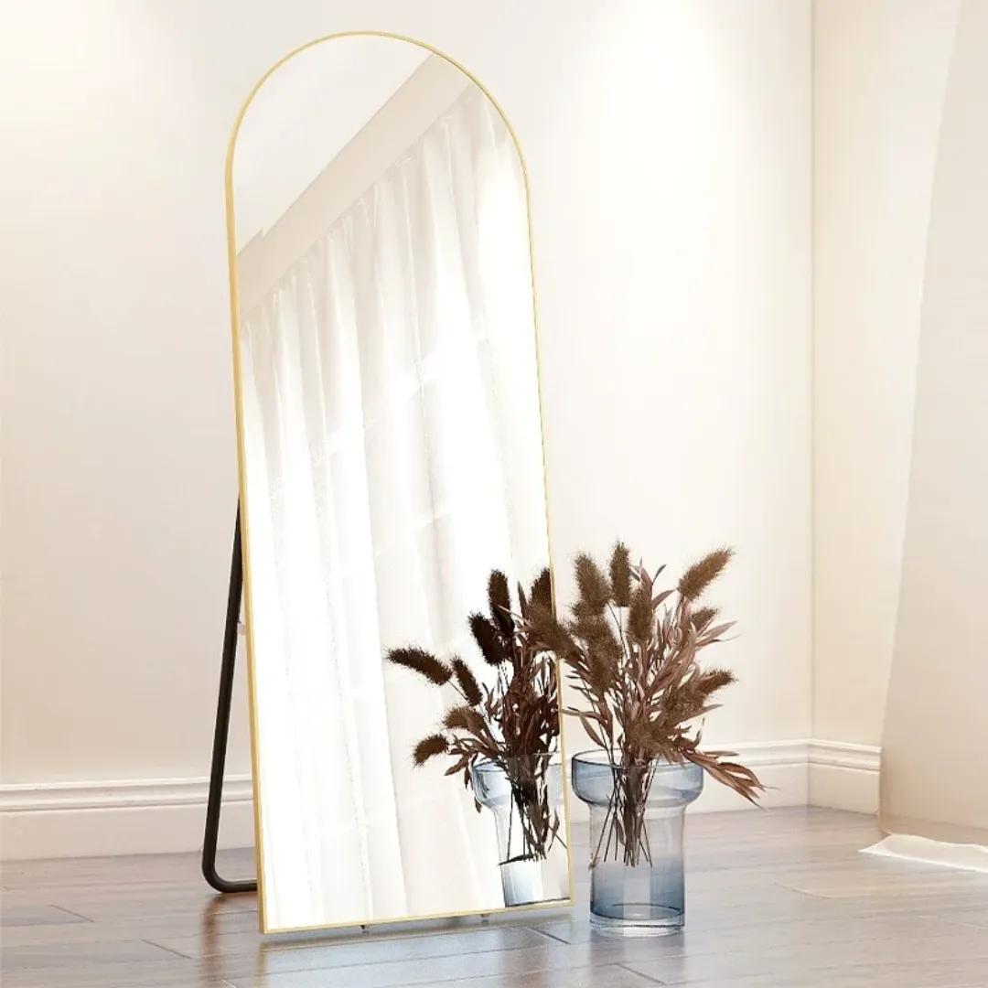 Miroir Décoratif Moderne Pleine Longueur - Arche Élégante avec Cadre en Métal et Aluminium pour Chambre, Salon ou Hôtel