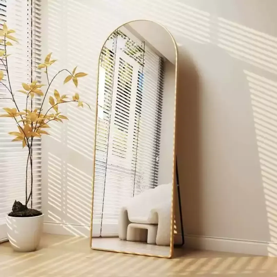 Miroir Décoratif Moderne Pleine Longueur - Arche Élégante avec Cadre en Métal et Aluminium pour Chambre, Salon ou Hôtel
