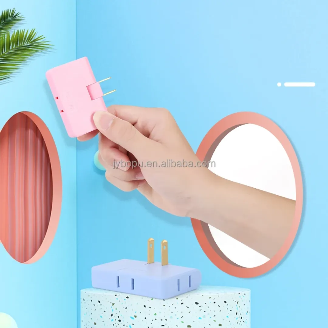 Prise Murale Rotative 3-en-1 - Adaptateur Compact pour Économie d’Espace avec 2 Broches, Idéal Maison et Bureau
