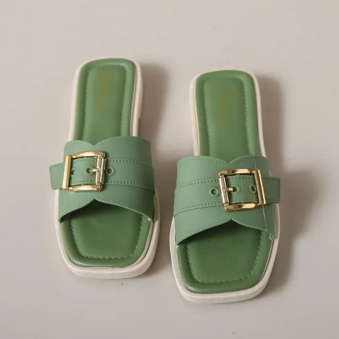 Sandales Plates Femme/Fille – Style Été, Boucle Carrée, Confort Quotidien