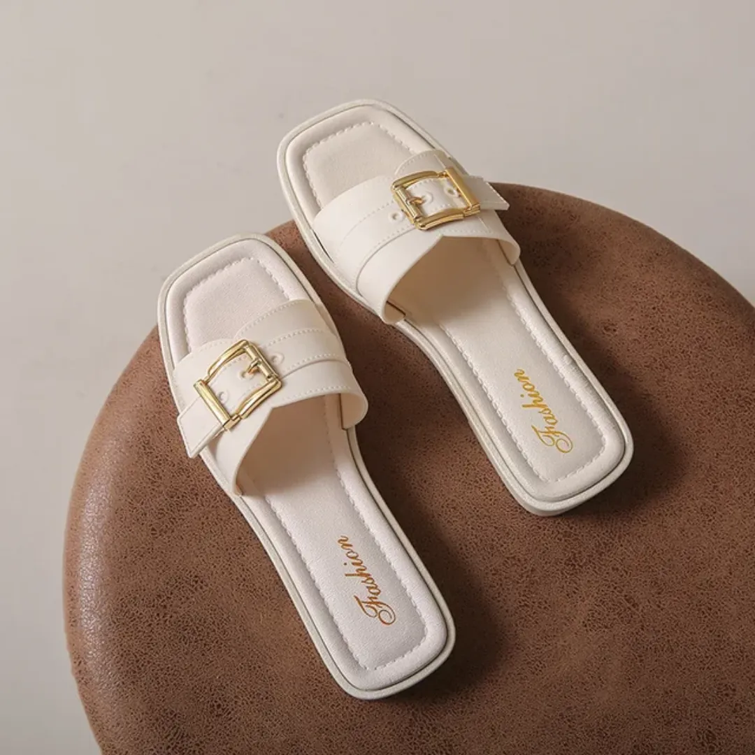 Sandales Plates Femme/Fille – Style Été, Boucle Carrée, Confort Quotidien