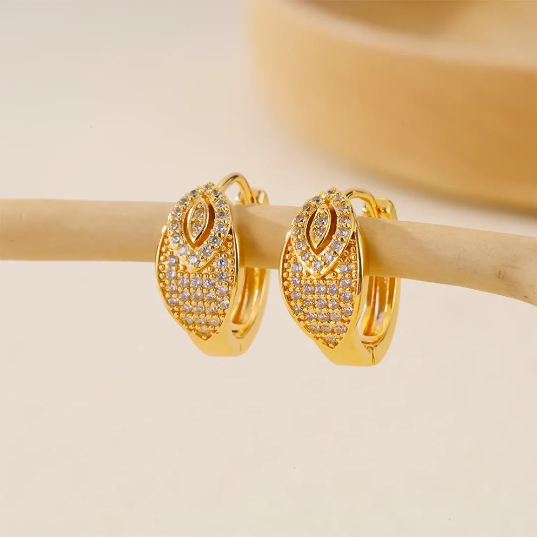 Boucles d'Oreilles Créoles Femme – Plaqué Or 18K & Zircon Cubique, Élégantes & Brillantes
