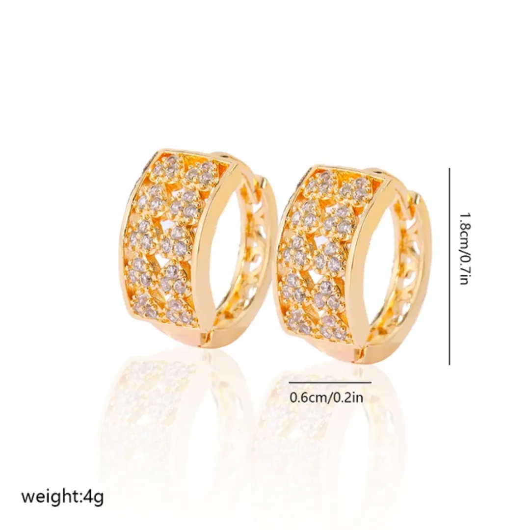 Boucles d'Oreilles Créoles Femme – Plaqué Or 18K & Zircon Cubique, Élégantes & Brillantes