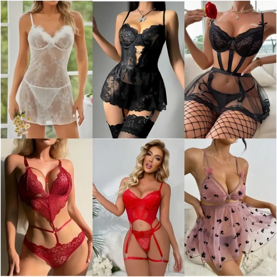 Lingerie Sexy Femme – Ensemble Dentelle, Body et Soutien-Gorge Fantaisie en Gros
