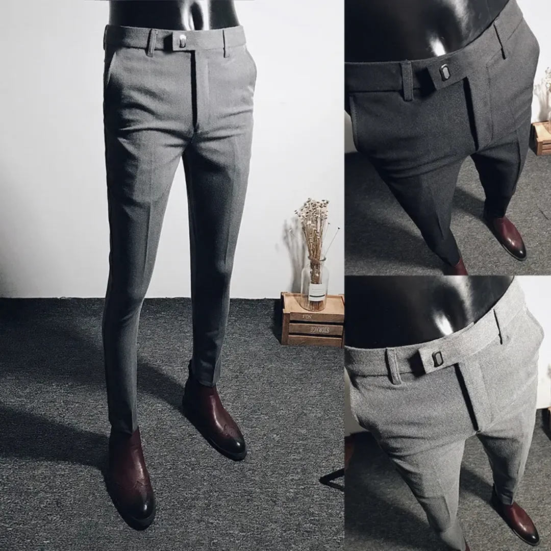 Pantalon de costume homme slim – Style coréen, coupe ajustée, élastique confortable, idéal affaires & occasions