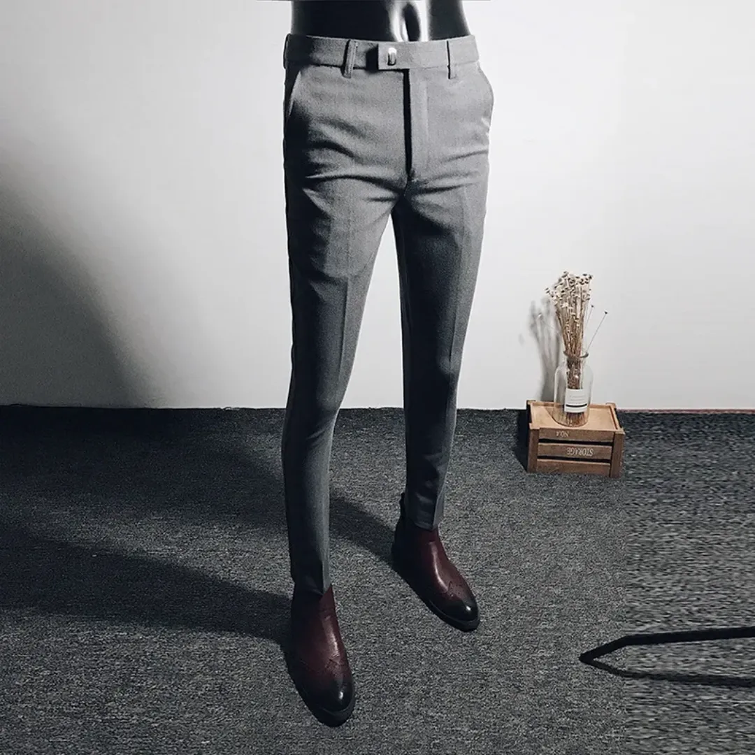 Pantalon de costume homme slim – Style coréen, coupe ajustée, élastique confortable, idéal affaires & occasions
