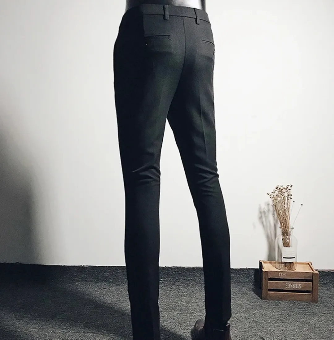 Pantalon de costume homme slim – Style coréen, coupe ajustée, élastique confortable, idéal affaires & occasions