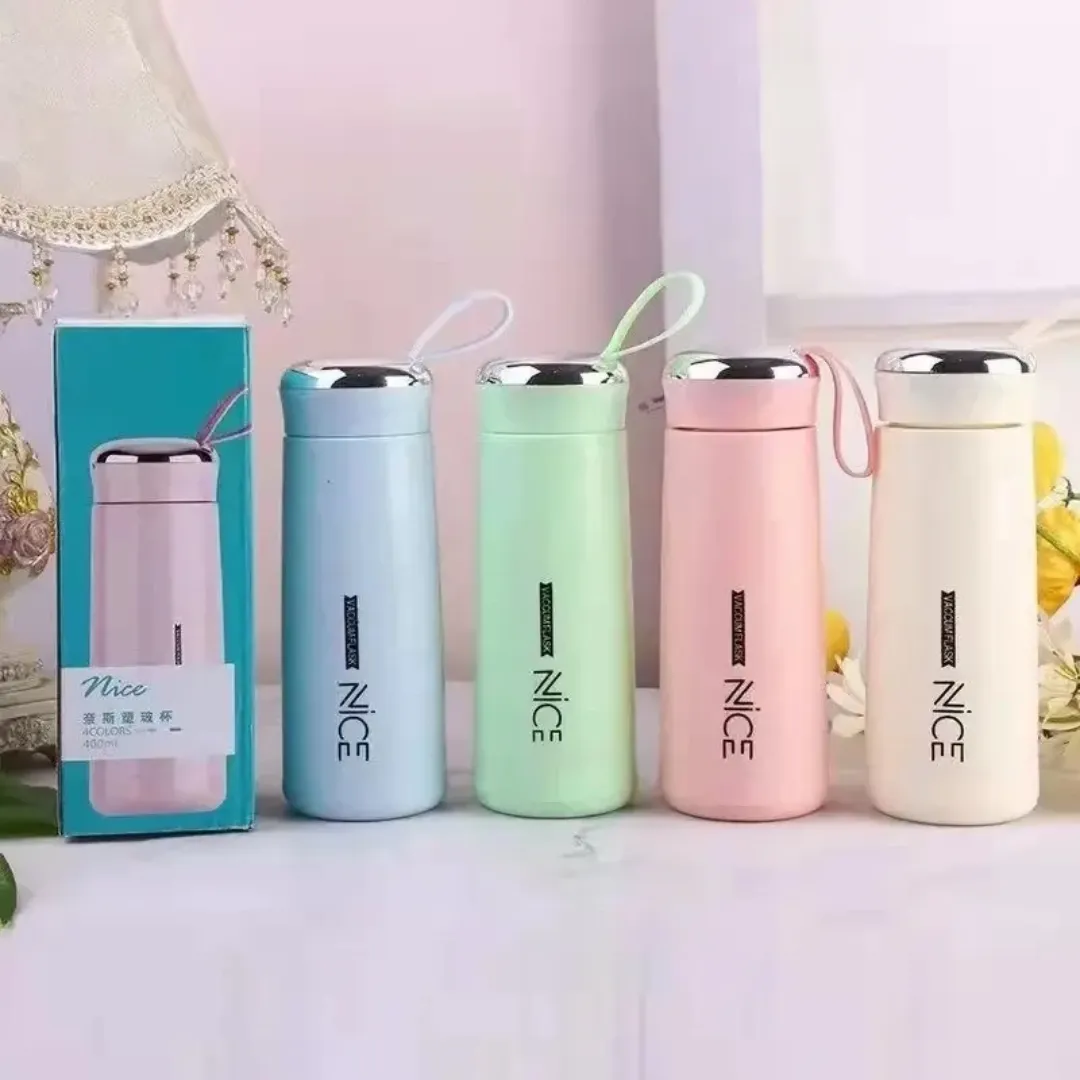 Bouteille d’eau isotherme en verre – Design élégant, transport facile, pour eau chaude ou froide, idéale sport & école
