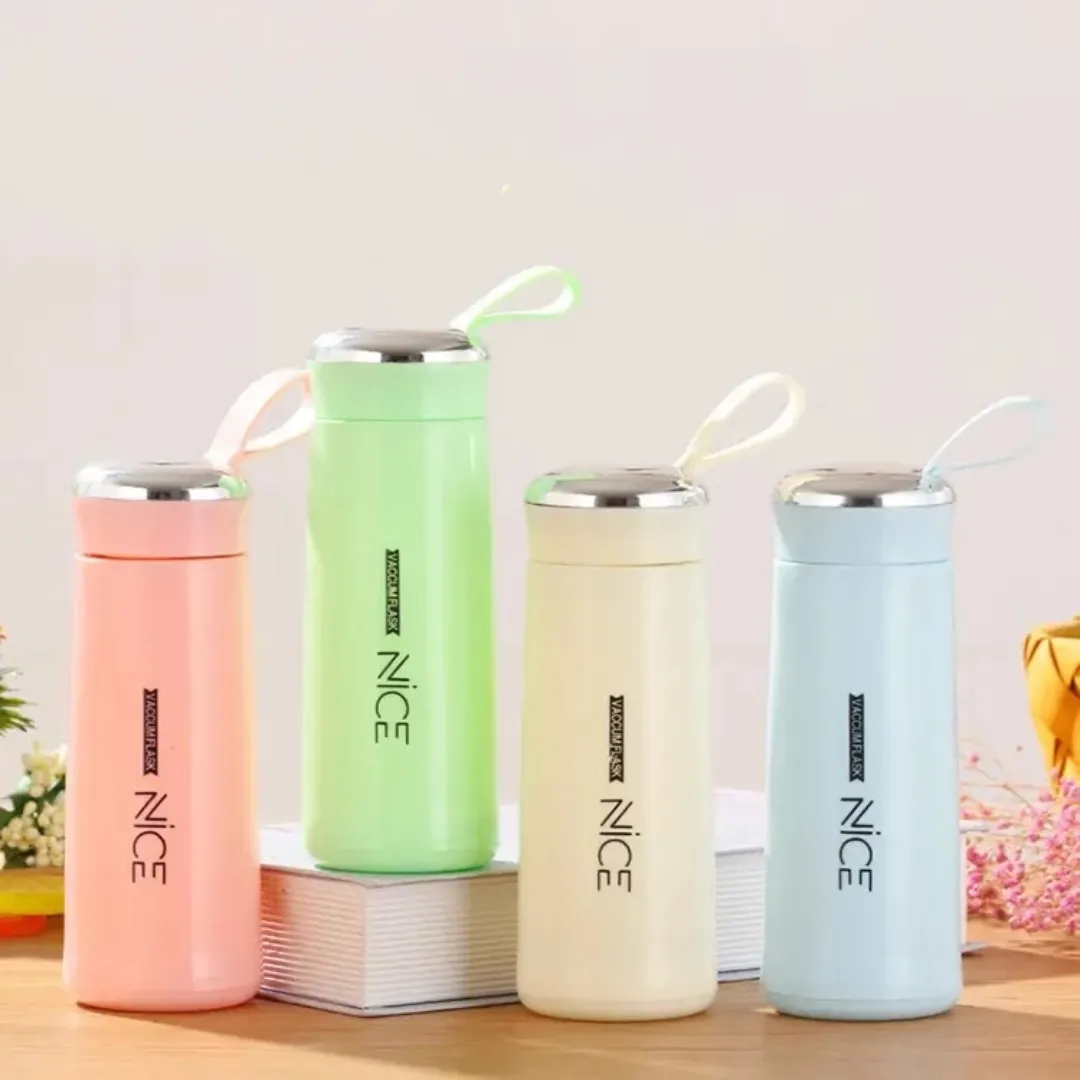Bouteille d’eau isotherme en verre – Design élégant, transport facile, pour eau chaude ou froide, idéale sport & école