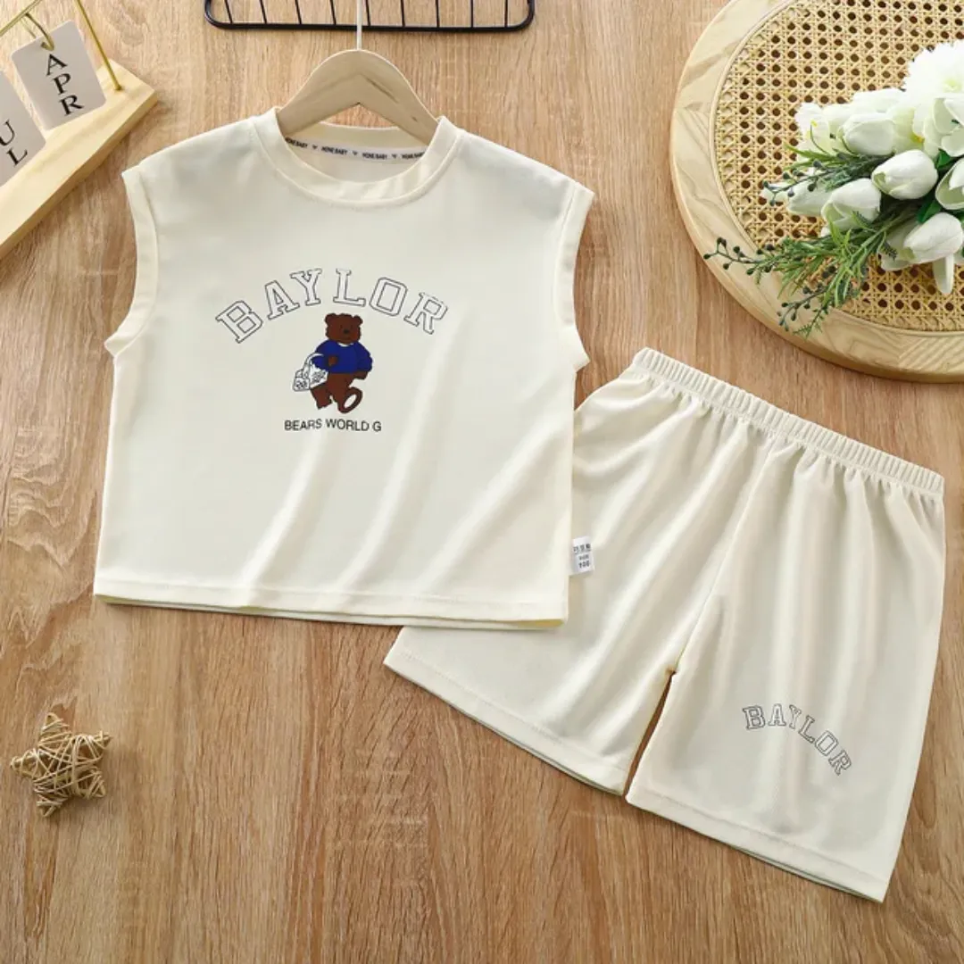 Ensemble été enfant 2 pièces – Débardeur sans manches et short assorti pour garçons/filles 1 à 6 ans