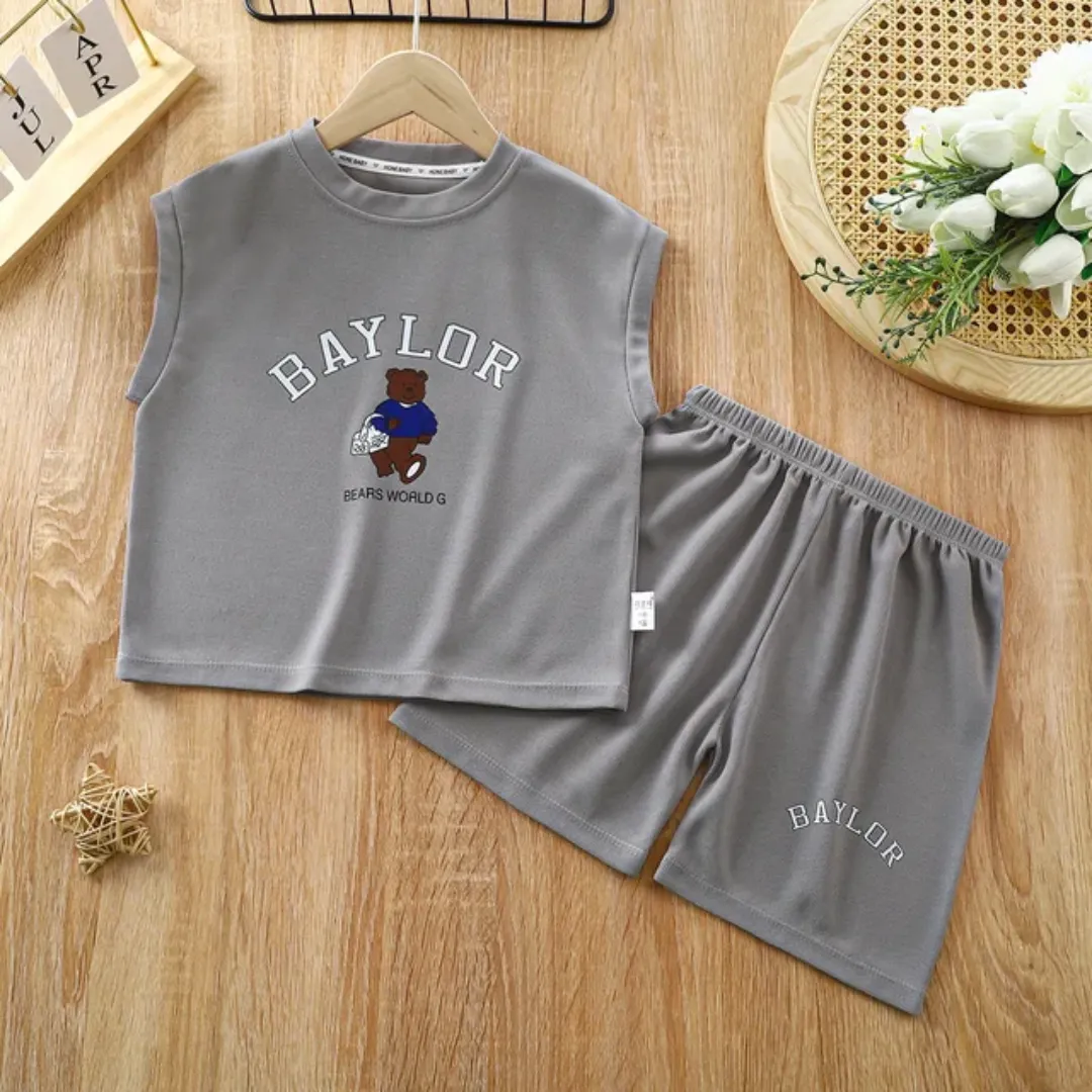Ensemble été enfant 2 pièces – Débardeur sans manches et short assorti pour garçons/filles 1 à 6 ans