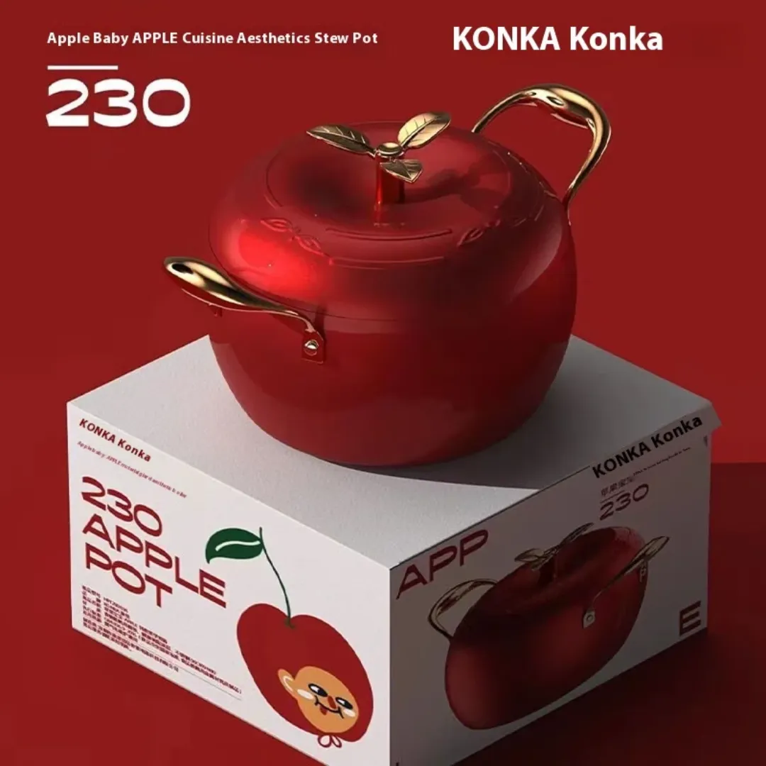 Marmite Design Pomme KONKA 5L– Grande capacité, antiadhésive, compatible gaz et induction
